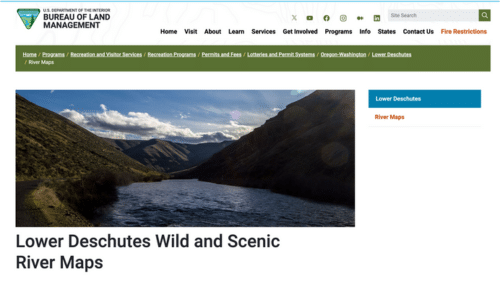 BLM Lower Deschutes Wild and Scenic River Maps