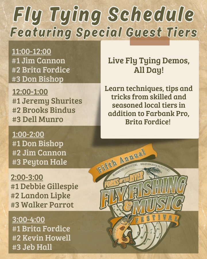Forks of the River Fly Tying Schedule